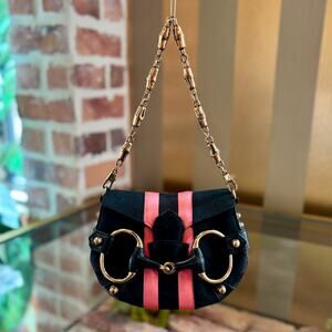 GUCCI Horsebit Mini Baguette Shoulder Bag
